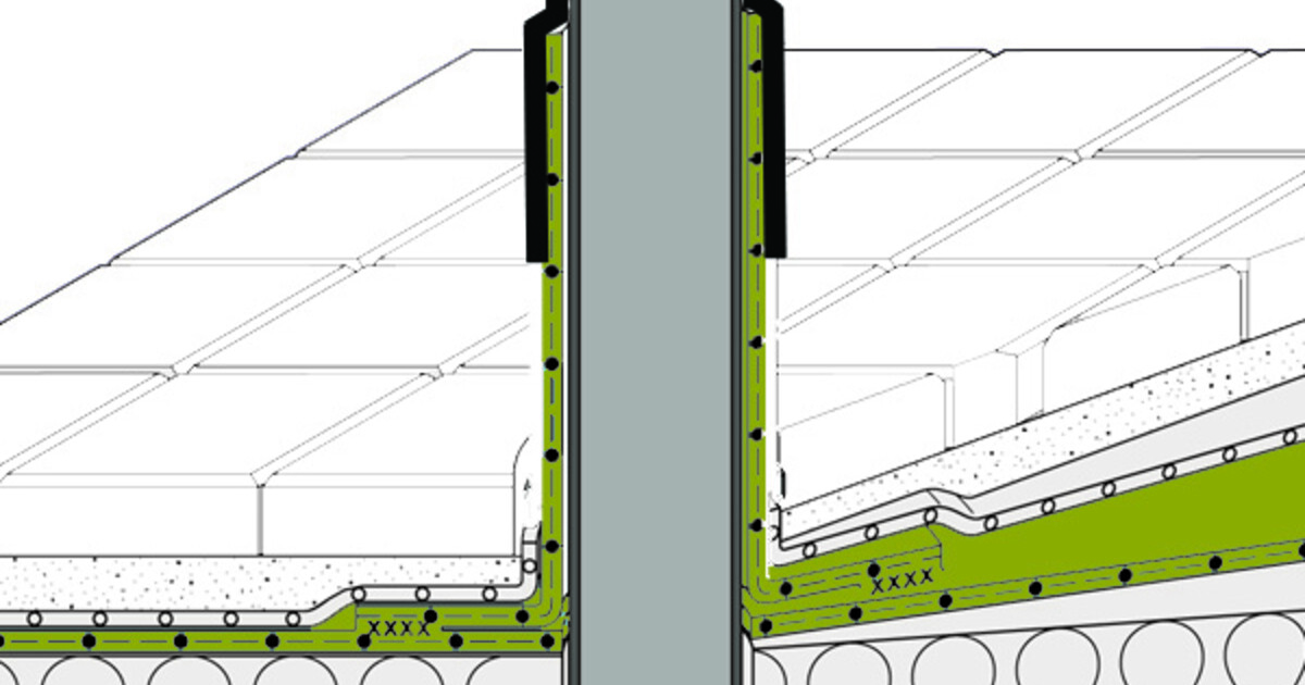 Dauerhaft dichtes Einbinden von Absturzeinrichtungen