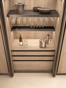 Das Küchenmodell Proxima von Arclinea zeigt die ganze Raffinesse handwerklicher Tischlerkunst. Design: Antonio Citterio. (C) Ardinea