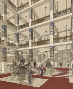 Otto Wagner (1841 - 1918), Kaiser Franz Josef Stadtmuseum auf der Schmelz("Opus=IV"), Halle, Perspektive, 1912, Foto: Birgit und Peter Kainz, Wien Museum