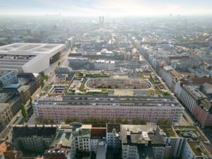 Zwischen neuem Hauptbahnhof und historischer Altstadt entsteht mit The Verse ein zukunftsweisendes Stadtquartier, das die Transformation des Bahnhofsviertels zum Central Business District prägt.© rendart Architekturvisualisierungen