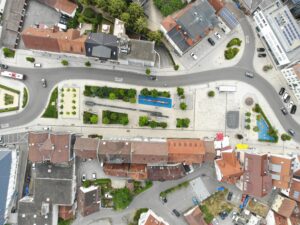 Drohnenaufnahme: Obertorplatz Hechingen © Planstatt Senner GmbH, Überlingen / Die Raumgalerie