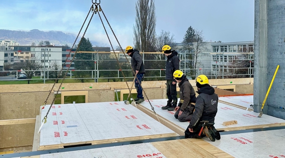 Hohlkastendecke mit re-use Stahlträger